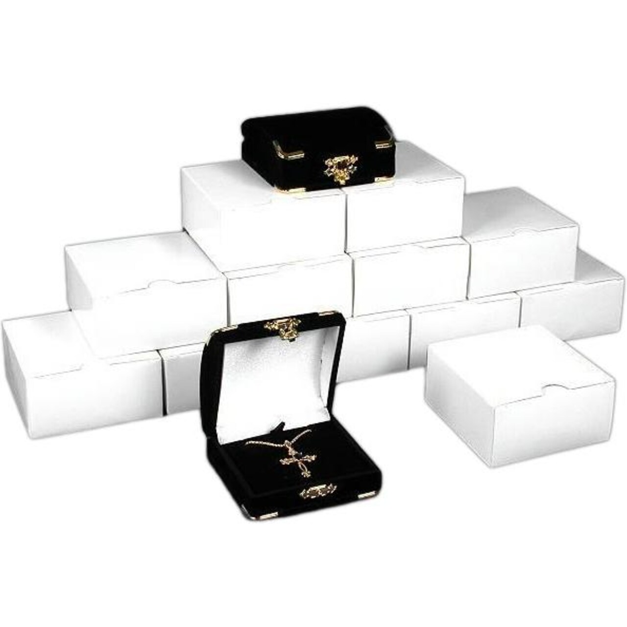 12 Pendant Gift Boxes Black Flocked Jewelry Display Box